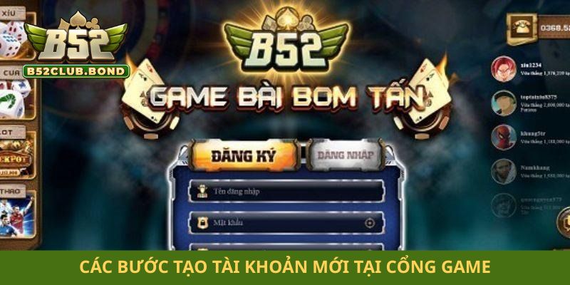 Các bước tạo tài khoản mới tại cổng game