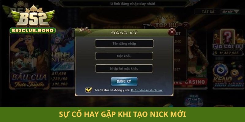 Sự cố hay gặp khi tạo nick mới
